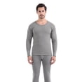 thumbnail image 1 of Skymirror 2 Pcs/Set Winter Men Thermal Underwear Set Round Neck Long Sleeve Warm Thick High Elasticity Slim Fit Open Crotch Men Pajamas Set Sports Top Pants Set, 1 of 8