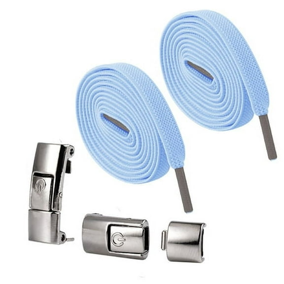 Skymirror 2Pcs No Tie Shoelaces Heavy Duty Quick Release Press Lock Lazy Shoe Lace with Metal Lock Buckle for Kids Adults Elderly