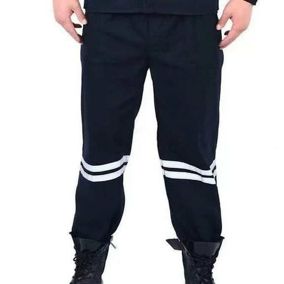 Skymirror 2Pcs/Set High Visibility Working Jacket Pants Set Lapel Long Sleeve Zipper Placket Coat Reflective Strip Stain-Resistant Pants Set Work Uniform