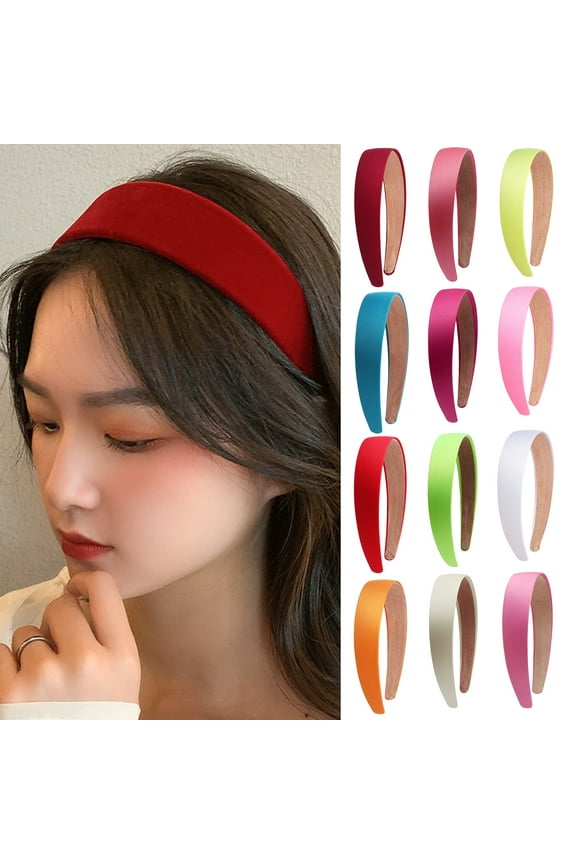 3cm Women Hairband Wide Non-slip Colorful Comfortable High Toughness Hair Accessories Photo Prop Pure Color Hair Hoop for Daily Life