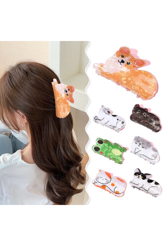Acrylic Hair Claw Cartoon Animal Shape Hair Clip Spring Design Anti-slip Strong Grip Back Head Shark Hair Clip Hair Accessory