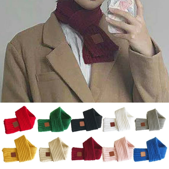 Skymirror Autumn Winter Kids Scarf Solid Color Stretch Thick Boys Girls Scarf Coldproof Women Knitted Scarf for Outdoor