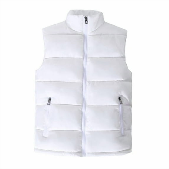 Skymirror Autumn Winter Men Vest Solid Color Thickened Stand Collar Zipper Slim Fit Sleeveless Jacket for Daily Wear