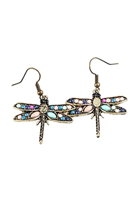 Bohemian Women Butterfly Dragonfly Rhinestone Charm Hook Earrings Jewelry Gift