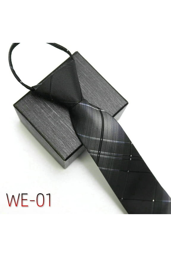Business Tie Striped Zipper Men Plaid All Match Neck Tie for Wedding