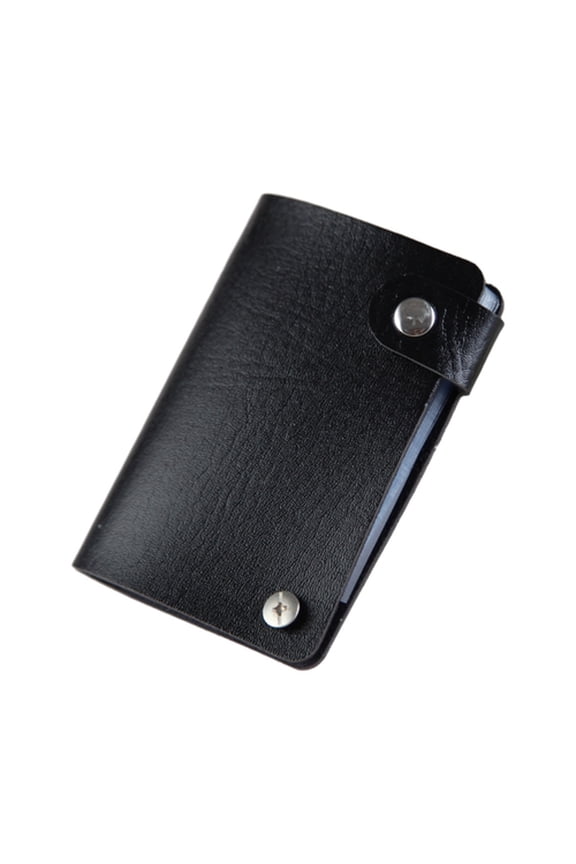 Card Holder Smooth Faux Leather Rotary Pockets Large Capacity Button Closure ID Cards Credit Cards Ticket Organizer
