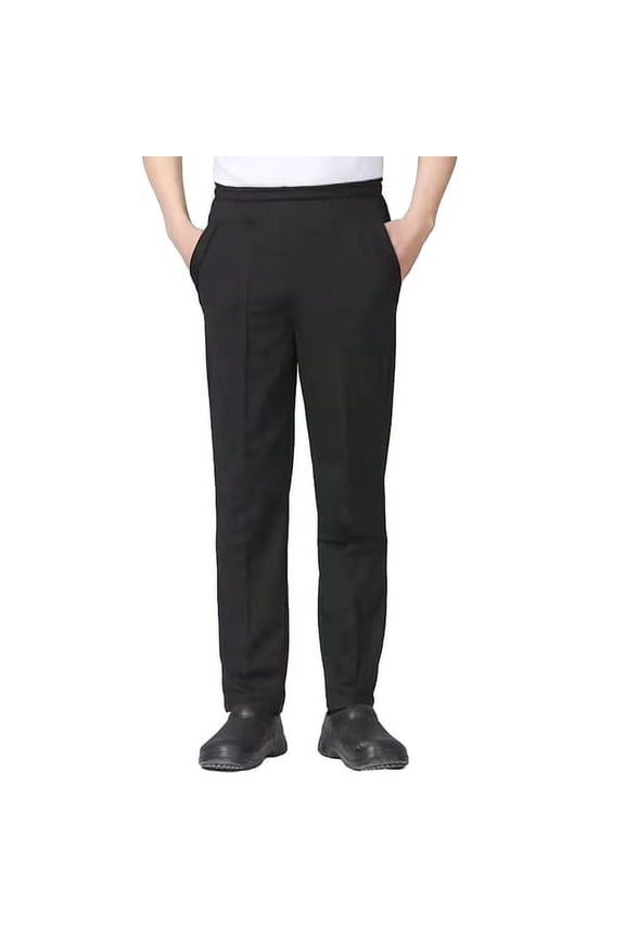 Chef Pants Unisex Loose Elastic Waist Soft Breathable Pockets Stretchy Service Cook Restaurant Uniform Waiter Secure Trousers