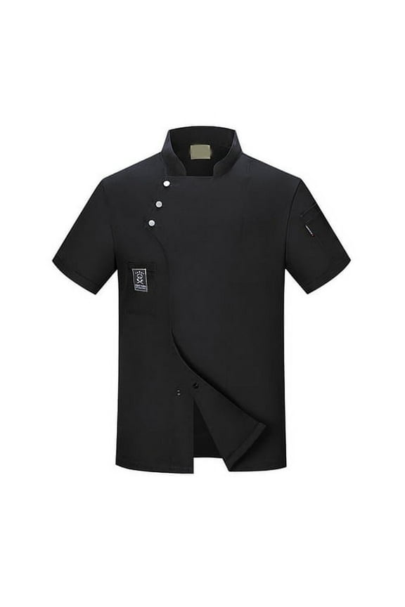 Chef Top Short Sleeves Solid Color Pocket Buckle Unisex Catering Work Clothes Plus Size Bakery Restaurant Chef Uniform Canteen Clothes
