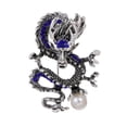thumbnail image 1 of Skymirror Chinese Style Brooch Men Enamel Dragon Shape Faux Pearl Pin Clothing Coat Badge Jewelry Party Accessories, 1 of 8