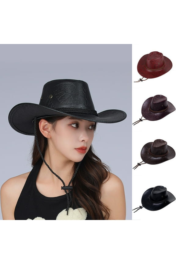 Cowboy Hat Adjustable Wide Brim Anti UV Breathable Outdoor Activities Sun Cowgirl Hat for Walking