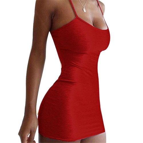 Skymirror Dress Sexy Slim-fit Solid Color Women Suspender Dress for Party