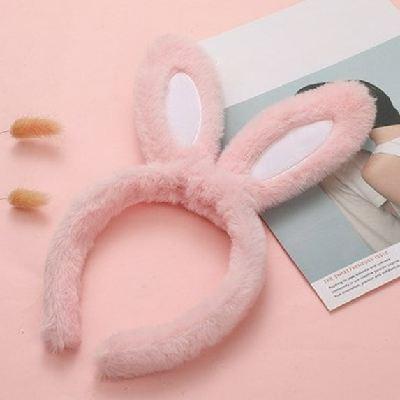 Skymirror Easter Bunny Ear Headband Patchwork Color Soft Plush Hair Hoop Washing Face Bathroom Girl Headband Head Accessories