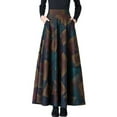 thumbnail image 1 of Skymirror Elastic Waist Side Pockets Large Hem Plus Size Retro Skirt Autumn Winter Plaid Print High Waist A-Line Maxi Skirt Female Clothing, 1 of 8