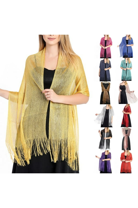 Elegant Bride Shawl Ultralight Pure Color Tassels Decor Evening Shawl for Female