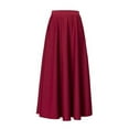 thumbnail image 1 of Skymirror Elegant Women Maxi Skirt High Waist Tummy Control A-line Loose Hem Pockets Solid Color Ankle Length Soft Breathable Lady Dating Party Banquet Skirt, 1 of 8
