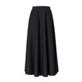 thumbnail image 1 of Skymirror Elegant Women Maxi Skirt High Waist Tummy Control A-line Loose Hem Pockets Solid Color Ankle Length Soft Breathable Lady Dating Party Banquet Skirt, 1 of 8