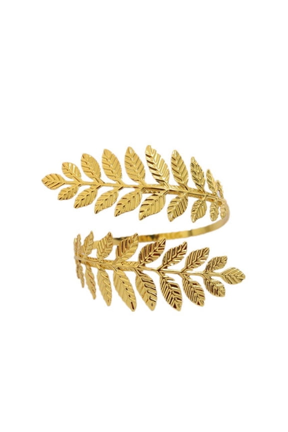 Fashion Women Metal Leaf Charm Open Bracelet Arm Cuff Armlet Bangle Fine Jewelry