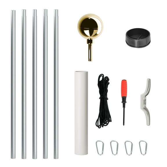 Skymirror Garden Flag Stand, Outside in Ground Flag Pole, 25FT Sectional Extra Thick Flagpole Kit, Heavy Duty Aluminum Alloy Outdoor Flag Poles for Yard, Residential or Commercial