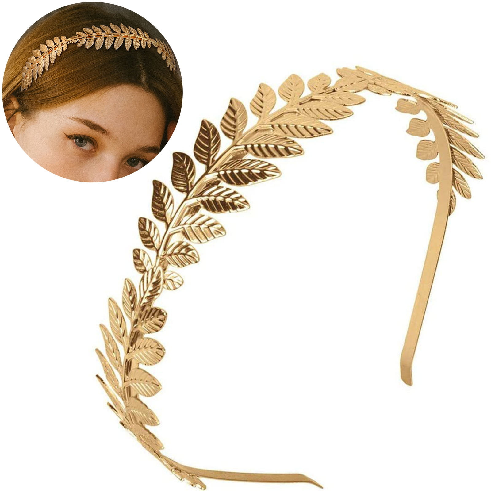 Skymirror Greek Headband Gold Leaf Branch Hair Hoop Crown Bridal ...
