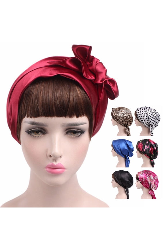 Hair Bonnet Hat Reusable Printing Pattern Polyester Bowknot Reduce Frizz Shower Cap for Woman