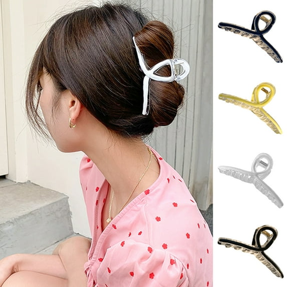 Skymirror Hair Claw Clip Solid Color Elegant Acrylic Clamp Non-slip Styling Tool Hair Fixer Headwear Shark Clip Women Half Bun Hairpin Hair Accessories