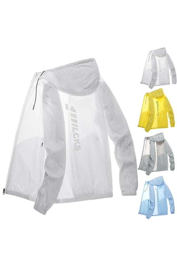 Hooded Long Sleeve Pockets Zipper Placket Windbreaker Jacket Men Ultra Thin Sun Protection Coat Daily Clothing