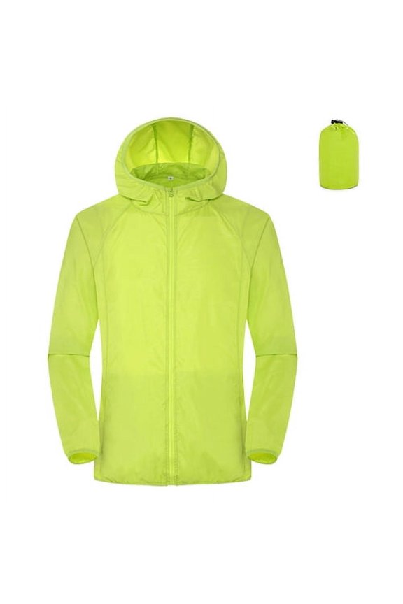 Hooded Long Sleeve Shrinkable Cuffs Pockets Zipper Placket Windbreaker Jacket Men Women Waterproof Sun Protection Coat