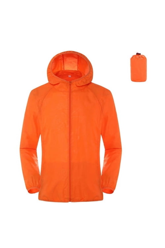 Hooded Long Sleeve Shrinkable Cuffs Pockets Zipper Placket Windbreaker Jacket Men Women Waterproof Sun Protection Coat