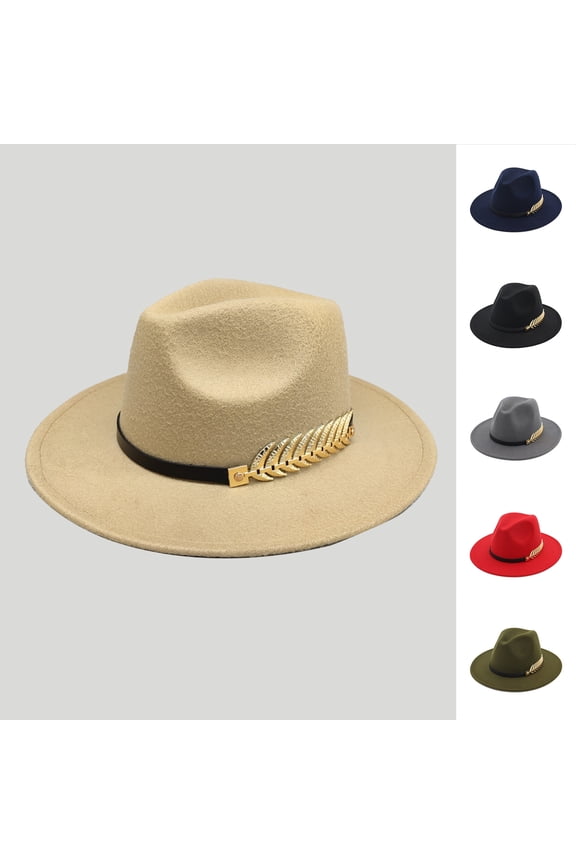 Jazz Hat Unisex Comfortable Breathable Big Brim Leaf Belt Decor Decorative Gentlemen British Style Royal Derby Hat Headwear