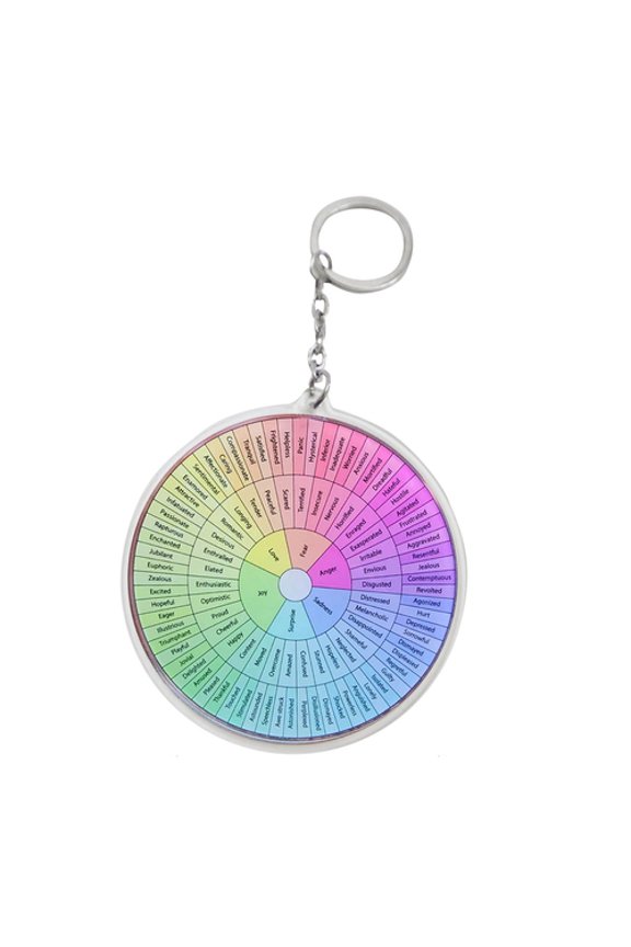 Key Holder Double Printing Rich Expressions Words Smooth Surface Hanging Portable Decorate Bright Colors Feelings Wheel Double Sided Keychain Bag Decor