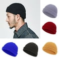 thumbnail image 1 of Skymirror Knitted Hat Handmade Flanging Casual Stretchy Thickened Cold Resistant Solid Color Autumn Winter Women Beanie Cap for Outdoor, 1 of 8