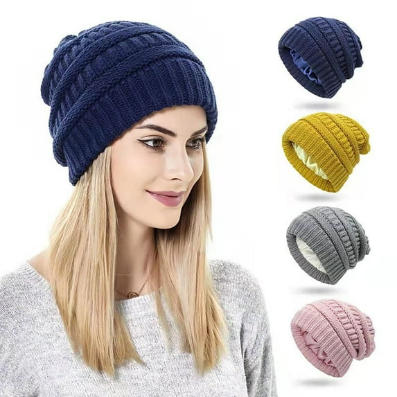 Skymirror Knitted Hat Super Soft Wear Resistant Woolen Yarn Fadeless Hat Head Warmer Cap for Women