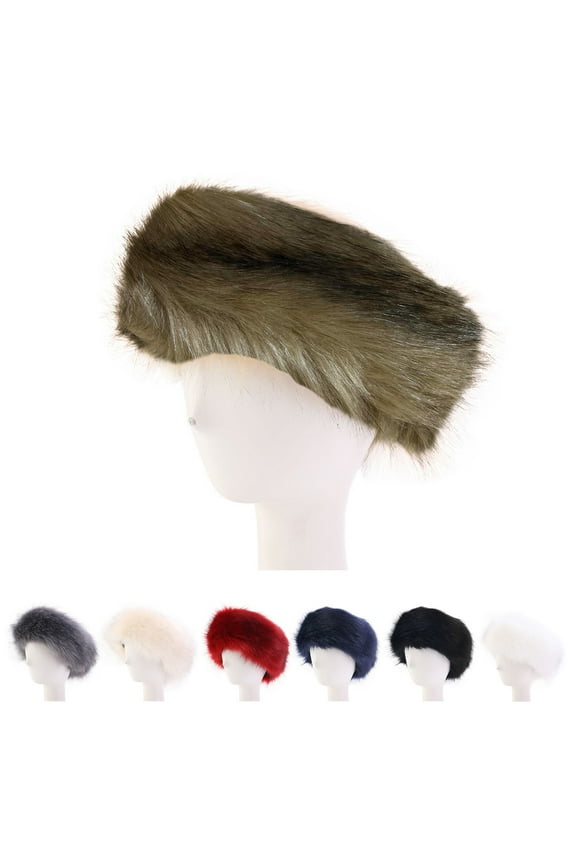 Ladies Winter Faux Fur Soft Fluffy Cozy Warm Unisex Thick Furry Headband Winter Outdoor Earwarmer Empty Top Elastic Anti-slip Ski Hat