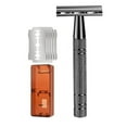 thumbnail image 1 of Skymirror Manual Razor with 5 Blade Refills Storage Box Sharp Zinc Alloy Blade Aluminum Handle Men Women Hair Beard Trimmer Remover Shaver, 1 of 8