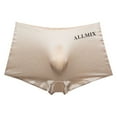 thumbnail image 1 of Skymirror Men 3D U-Convex Shorts Briefs Mid-rise Elastic Waistband Letter Print Underwear Ice Silk Fabric Translucent Underpants, 1 of 8