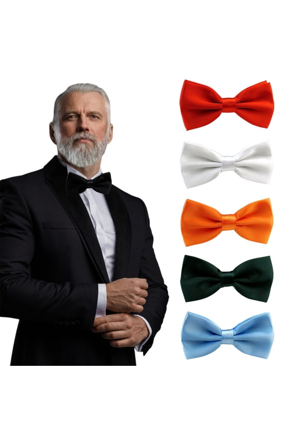 Men Bow Tie Detachable Design Adjustable Fit Solid Color Formal Bow Tie Business Suit Coat Bow Tie Accessory