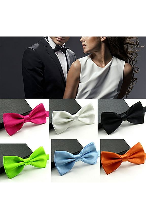 Men Classic Solid Color Bowtie Necktie Tuxedo Wedding Party Adjustable Bow Tie