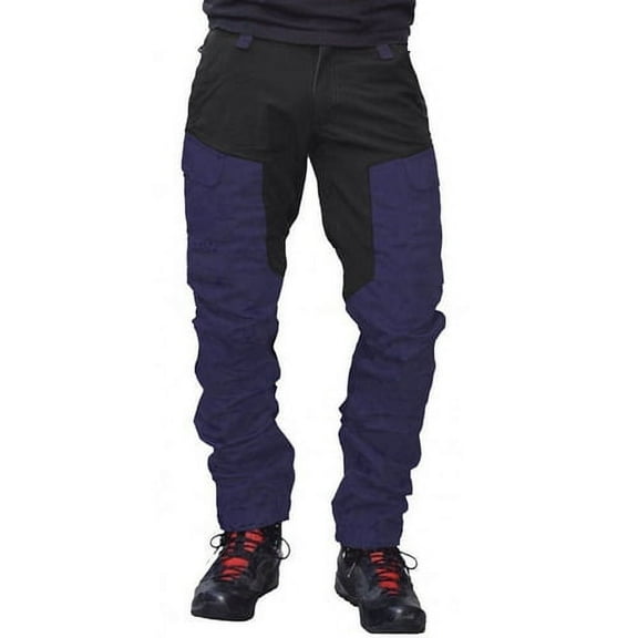 Skymirror Men Fashion Color Block Multi Pockets Sports Long Cargo Pants Work Trousers