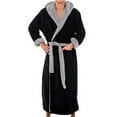 thumbnail image 1 of Skymirror Men Hooded Bathrobe with Adjustable Belt Super Soft Fluffy Highly Absorbent Solid Color Pocket Design Male Bathrobe, 1 of 8