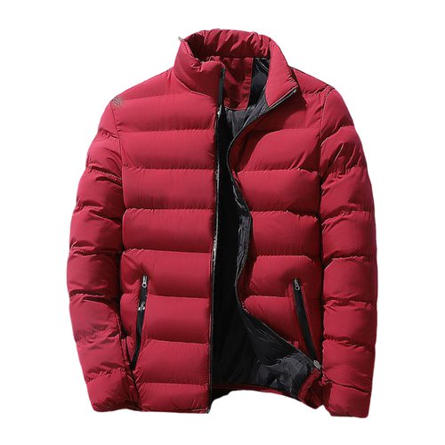 Skymirror Men Parkas Solid Color Padded Stand Collar Long Sleeve Loose Thickened Autumn Winter Zipper Pockets Jacket Streetwear