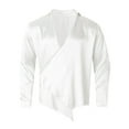 thumbnail image 1 of Skymirror Men Shirt Satin Baggy Style Turn-down Collar Irregular Design Cross Closure Mid Length Party Nightclub Muscular Men Performance Top, 1 of 1