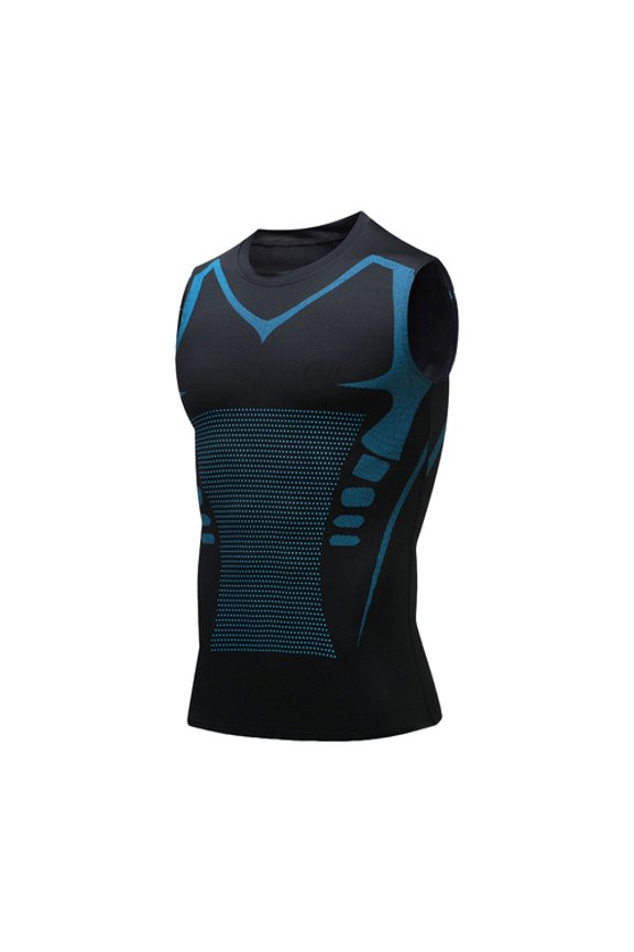 Men Sport Vest Slim Fit High Elasticity O Neck Quick-drying Sleeveless Compression Figure Shaping Gym Running Basketball Tank Top
