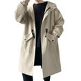 thumbnail image 1 of Skymirror Men Trench Coat Hooded Loose Mid Length Big Pockets Long Sleeve Windproof Solid Color Zipper Closure Anti-wrinkle Elastic Cuff Streetwear Men Coat, 1 of 8