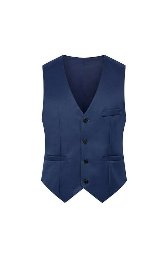 Men Waistcoat Solid Color Single-breasted V Neck Sleeveless Spring Vest for Work