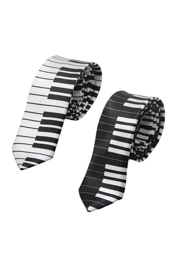 Men's Black and White Piano Keys Necktie Slim Narrow Wedding Party Tie Gift