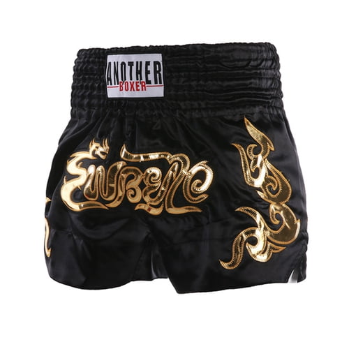 Skymirror Muay Thai Boxing Shorts Women Men Training Fighting Kickboxing Trunks Wide Elastic Waistband Embroidery Pattern Boxing Shorts