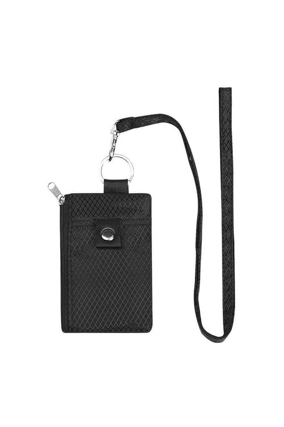 Neck Hanging Card Holder with Lanyard Student ID Sleeve Transparent Window Waterproof Zipper Closure Lightweight Change Coin Purse RFID Blocking Travel Wallet
