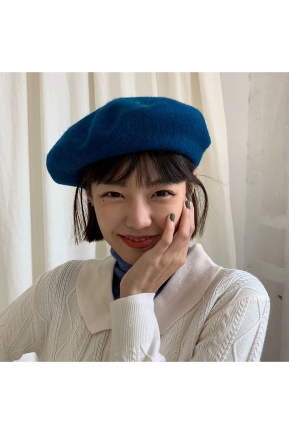 Painter Hat No Brim Retro Wind-proof Flat Top Artist Style Decorate Solid Color French Artist Beret Hat for Dating