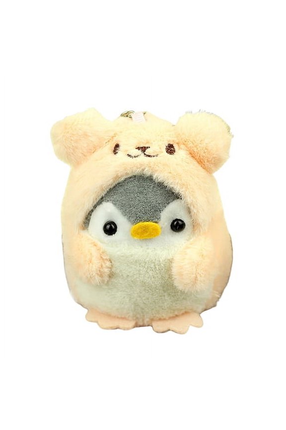 Penguin Doll Pendant Soft Plush Stuff Toy Cartoon Animal Stainless Chain Keychain School Bag Shoulder Bag Decoration Pendant Keyring Key Holder
