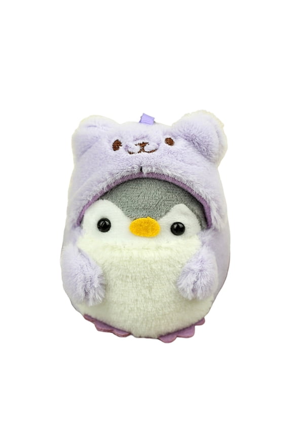 Penguin Doll Pendant Soft Plush Stuff Toy Cartoon Animal Stainless Chain Keychain School Bag Shoulder Bag Decoration Pendant Keyring Key Holder